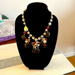 J.Crew Vintage Paillette Brûlée Crystal Tortoise Statement Necklace.